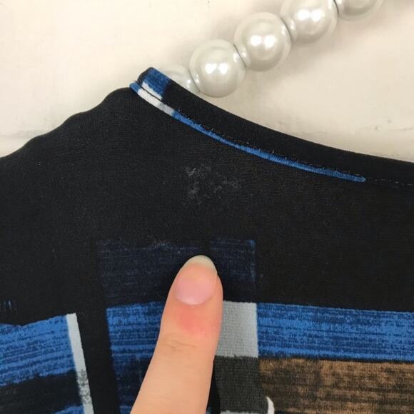 Clara Sun Woo Abstract Print Grid Stretch Knit Top Size S - Picture 8 of 8